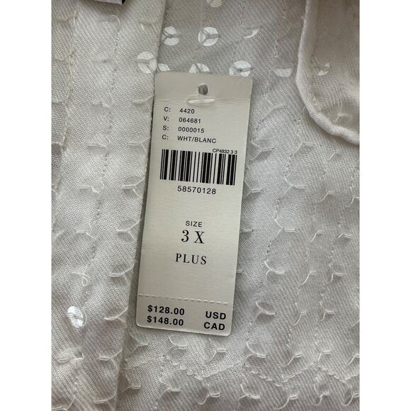 Anthropologie Pilcro Womens Button Up Top Size 3X White Sequin Long Sleeve Bling - Picture 10 of 16